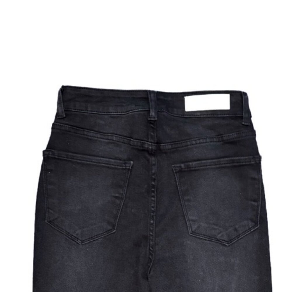 Akira NWT Black Wash Rhinestone Fringe Distressed High Rise Jeans Women’s Size 9 - Picture 5 of 8